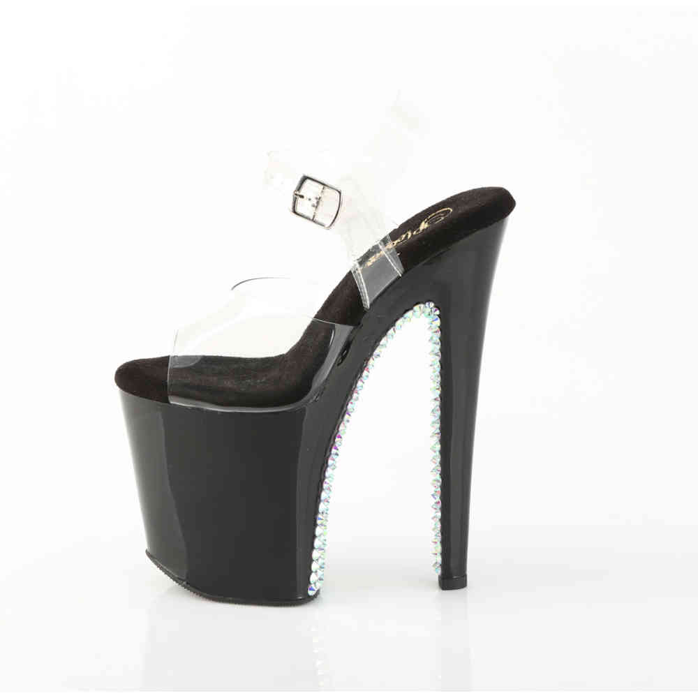 Pleaser - XTREME-808SPRS Sandaal met enkelband, Paaldans schoenen - Transparant